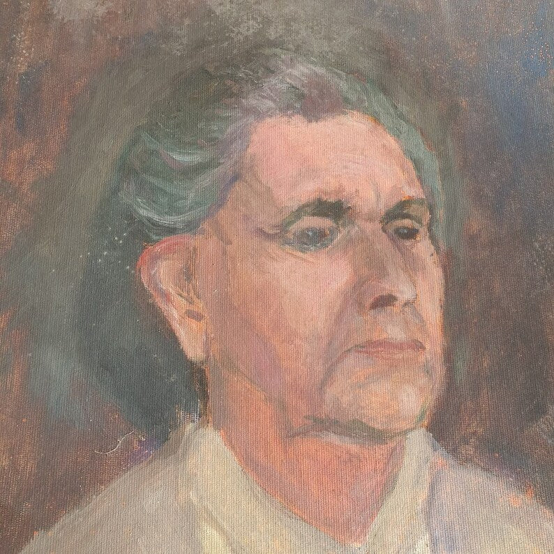 Vintage Portrait of a Woman ,  Oil Painting, Oil on Board