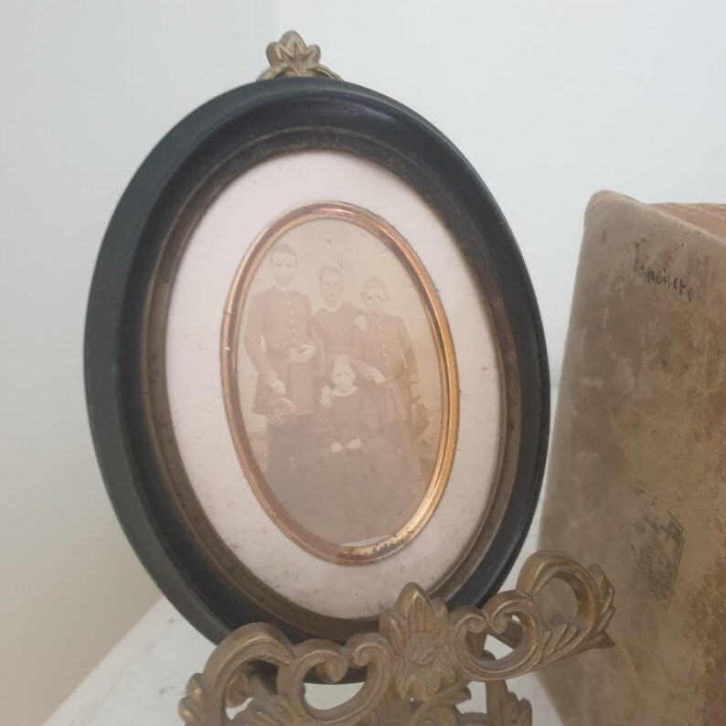 Antique Oval Ebonised Frame, Gift, 19th Century, French Family Antique Portrait