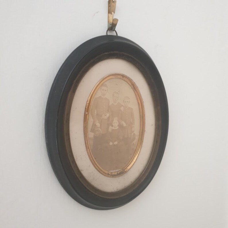 Antique Oval Ebonised Frame, Gift, 19th Century, French Family Antique Portrait