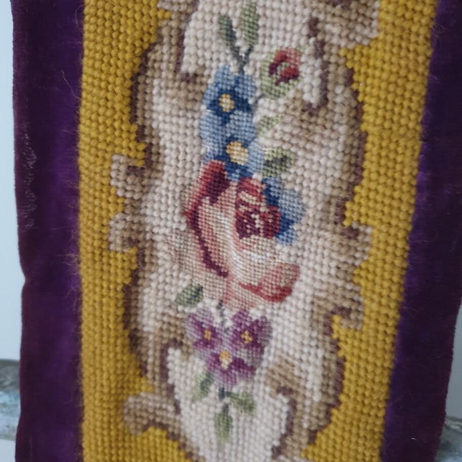 Antique Needlepoint Bell Pull, Wall Hanging, Runner