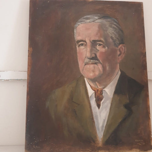 Vintage Portrait, Oil on Board, Gentleman old Man