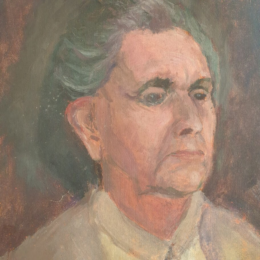 Vintage Portrait of a Woman ,  Oil Painting, Oil on Board