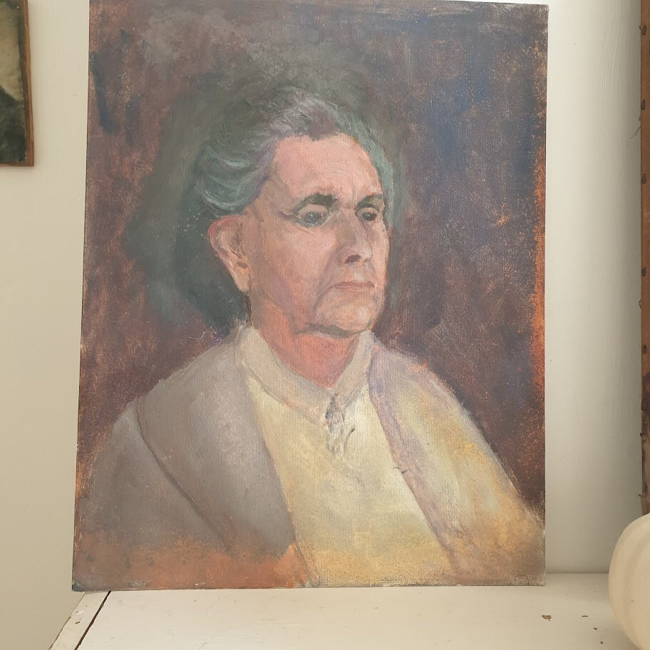 Vintage Portrait of a Woman ,  Oil Painting, Oil on Board