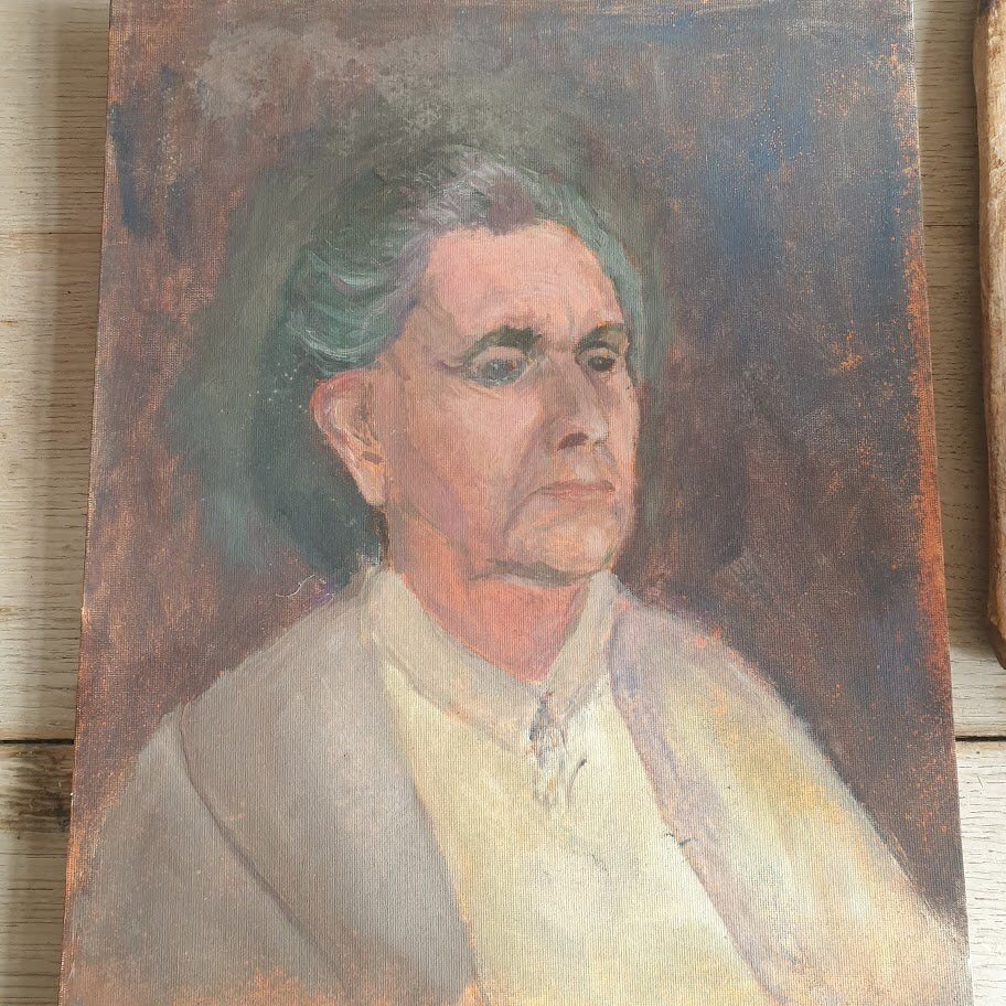 Vintage Portrait of a Woman ,  Oil Painting, Oil on Board